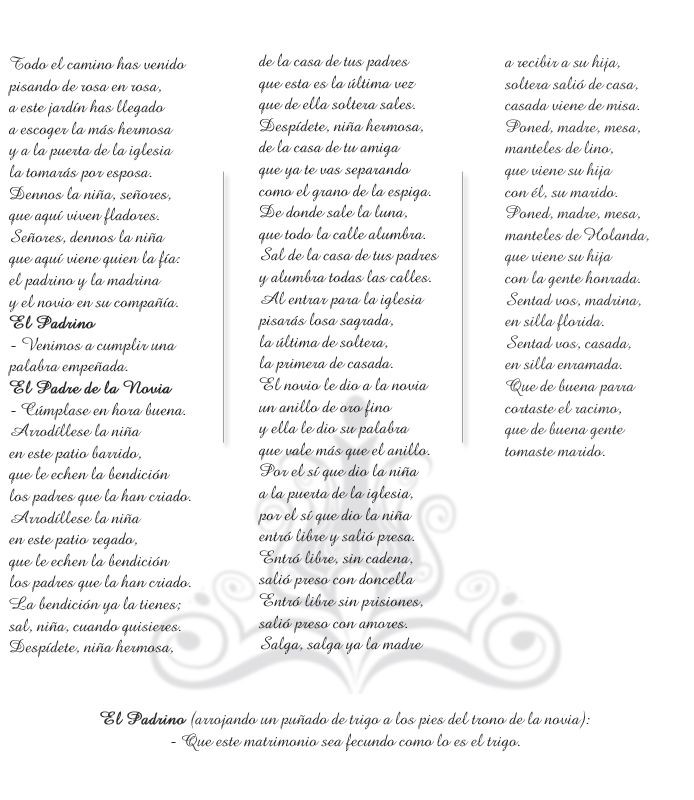 Cantar de Bodas - texto tradicional